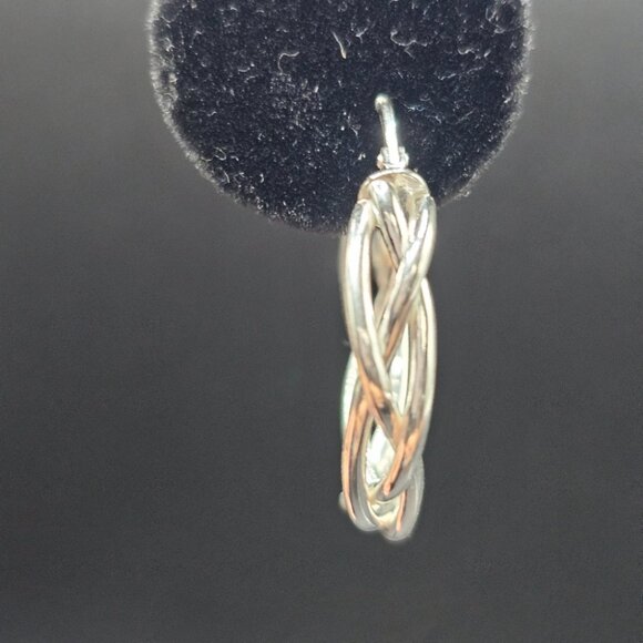 Sterling Silver 925 High Polished Weave Hoop Earrings Inner 21mm - Picture 8 of 10